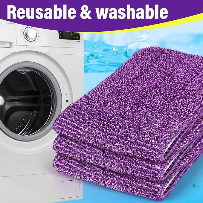 15 inch Mop Pads Refills, 6 Pack Microfiber Reusable Replacement Mop Pads Flat - Image 5