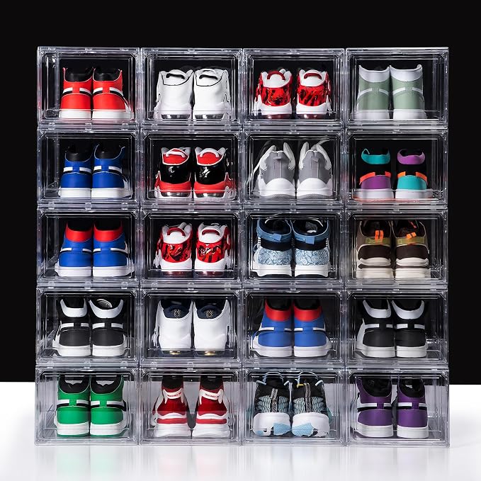 12 Pack Acrylic Shoe Boxes, Ultra Clear Shoe Boxes Stackable, Shoe Storage Box by GIVEYOUTHEBEST