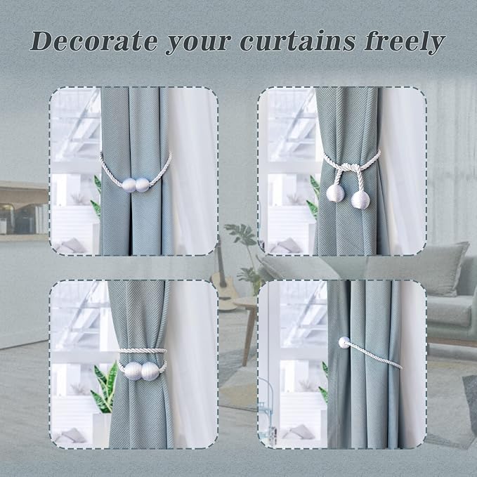 Hion Magnetic Curtain Tiebacks Golden 6 Pack, Curtain Tiebacks Buckles - Image 4