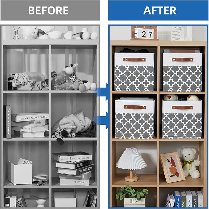 Temary 11x11x11 Cube Storage Bins Cube Organizer Bins 4 Pack Canvas Storage Bin - Image 5