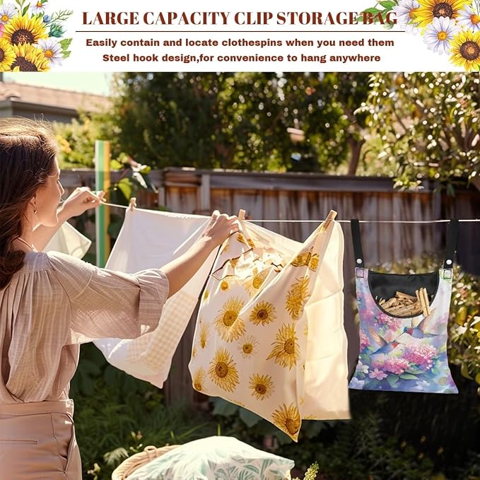 Hummingbird and Flower Clothes Pin Hanging Bag - Image 5
