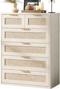 LEYAOYAO White Dresser for Bedroom, Modern 6 Drawers Boho Rattan Dressers by LEYAOYAO-Findtheshiningpointofyourideallife%EF%BC%81