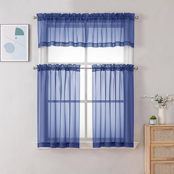 Chyhomenyc Sheer Valances for Windows 2 Pack, Small Window Curtains for Living - Image 2