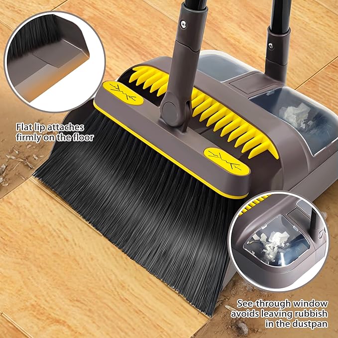 JEHONN Broom with Dustpan Combo Set, Long Handle Lightweight 180 Degree - Image 4