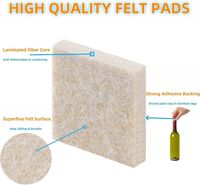 FURNIGEAR Felt Furniture Pads for Hardwood Floors - Image 4