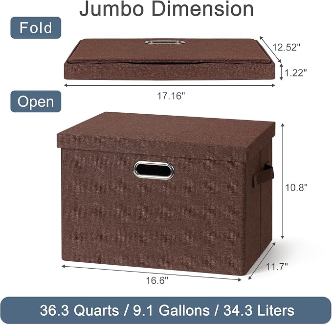 Large 17" 36 Quart Collapsible Stackable Storage Bins - Image 2