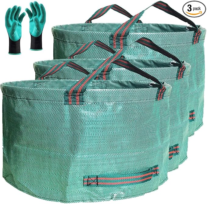 Professional 3-Pack 63 Gallons Lawn Garden Bags Reusable Yard Waste Bag by TespherCreationsforYardWorkLawnsCarePatioGardeningOutdoorCampingandRVTrips