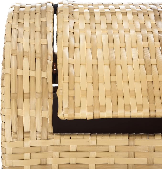 SAFAVIEH Outdoor Collection Mazeli Natural Woven Swing Top Dome Lid Trash Bin - Image 7