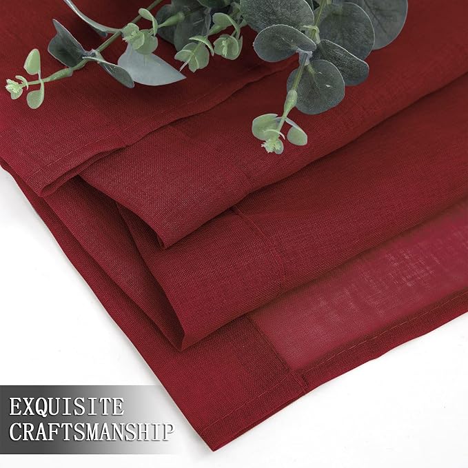 Tollpiz Short Sheer Tier Curtains Linen Textured Half Kitchen Curtain Sheers - Image 7