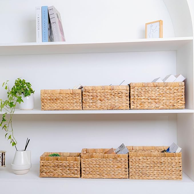 Set of 6 Wicker Storage Basket, Water Hyacinth Storage Baskets, Wicker Storage - Image 3