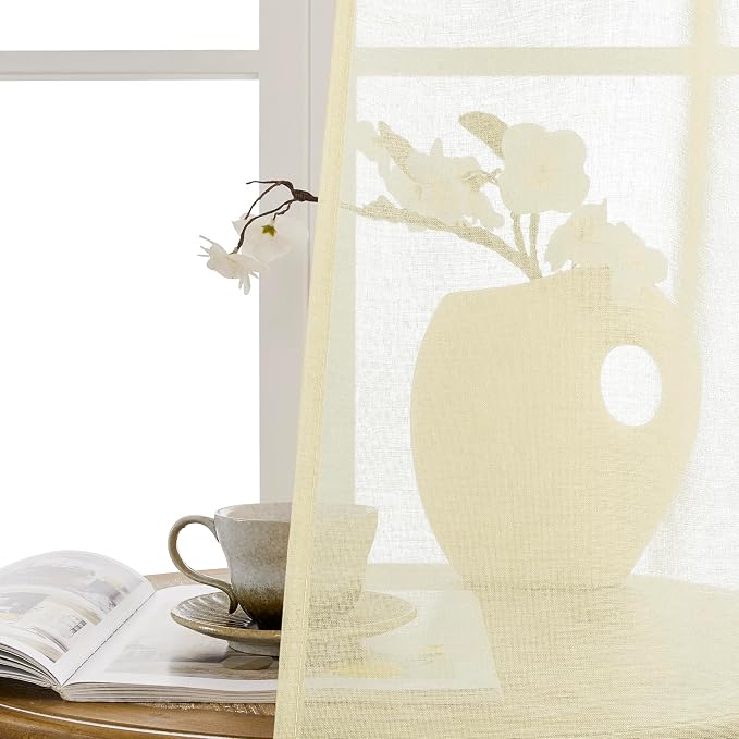 Tollpiz Short Sheer Door Curtains Closet Linen Textured Curtains Sheer Doorway - Image 9