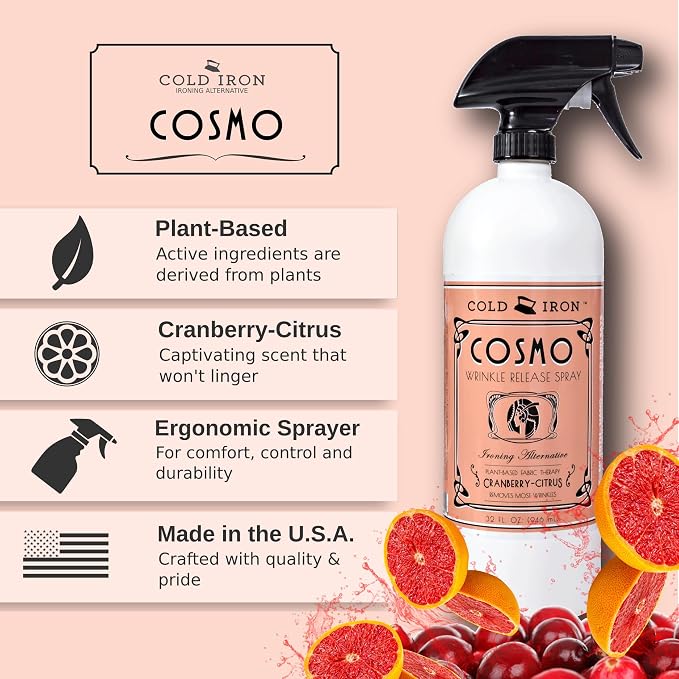 Cold Iron Wrinkle Release Spray 32 fl oz. Cranberry-Citrus. Plant Based Ironing - Image 2