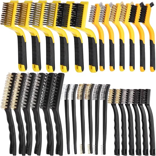 Sumind 30 Pcs Wire Cleaning Brush Set Nylon/ Stainless Steel/ Brass Metal Brush by Sumind