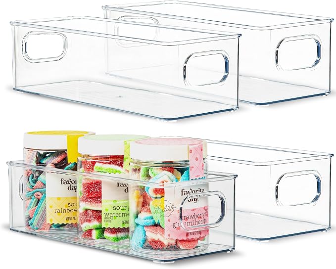 Plastic Food Storage 4 Pack Clear Container Bin by primebox