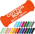 TECEUM Cotton Rope 3/16” – 50 FT – Strong All-Purpose Braided Rope – Natural by TECEUM