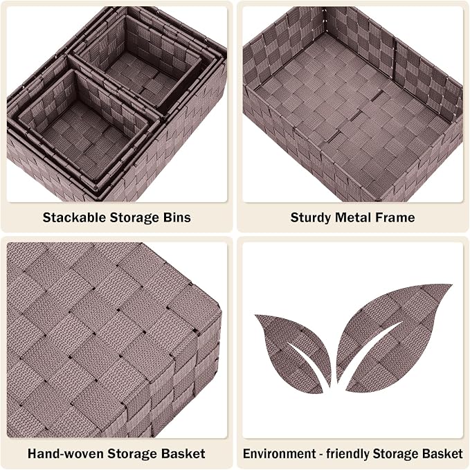 Woven Storage Baskets, Storage Bins, Cube Basket Container Baskets Storage - Image 4