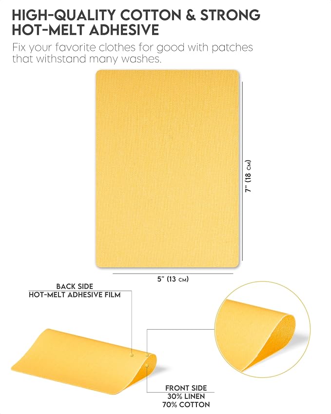 ZEFFFKA 12-Pack Linen Iron-on Patches Fabric Repair Kit - Image 3