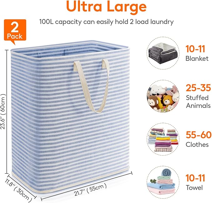 Lifewit 2 Pack Laundry Hamper Large Collapsible Laundry Basket, Freestanding - Image 3