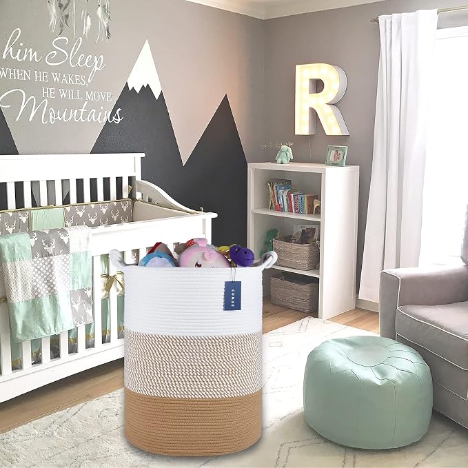 COMSE Extra Large Blanket Basket, Tall Woven Storage Basket, Nursery Hamper - Image 7