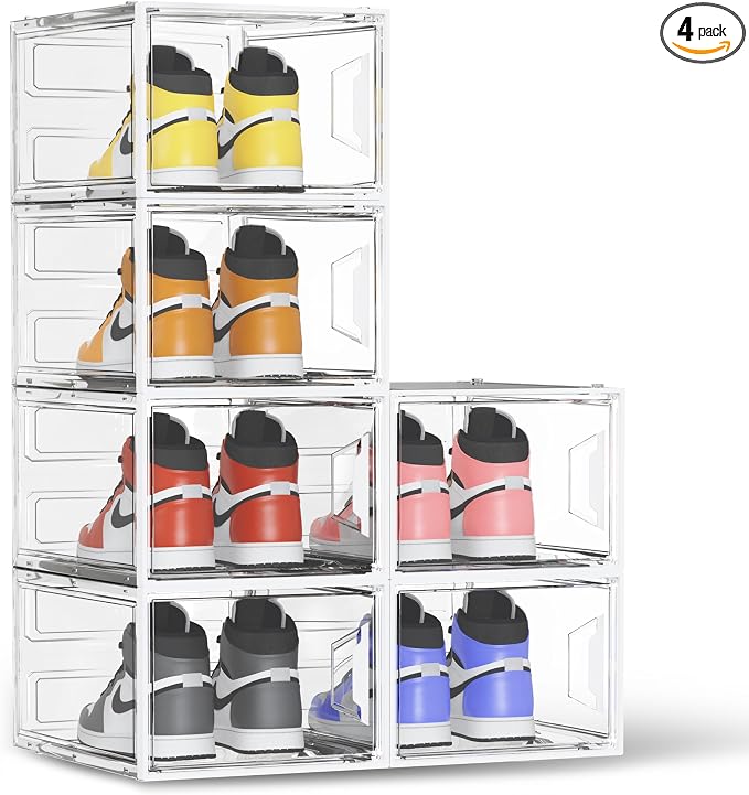 Shoe Storage Boxes Fit Size 13, Shoe Rack & Holder Sneaker Container, Thicken & by SEESPRING