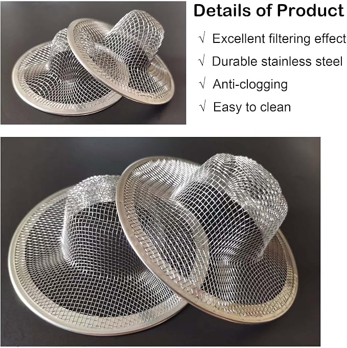 8PCS Metal Mesh Kitchen Sink Strainer, 3.54" Stainless Steel Slop Basket Filter - Image 3