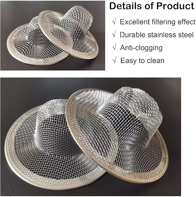 10PCS Mesh Sink Drain Strainer Hair Catcher, 2.125'' Stainless Steel Slop - Image 3