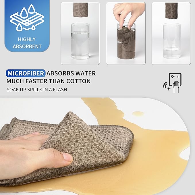 MR.SIGA Waffle Pattern Cleaning Cloths, Reusable Absorbent Microfiber Cleaning - Image 4