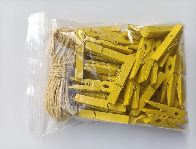 1.9" Yellow Wood Clothes Pins Easter Party Art Display Hanging Kit Place Card - Image 2
