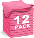Pink Microfiber Cleaning Cloth 13"x13", Ultra Soft Absorbent Microfiber by WEAWE