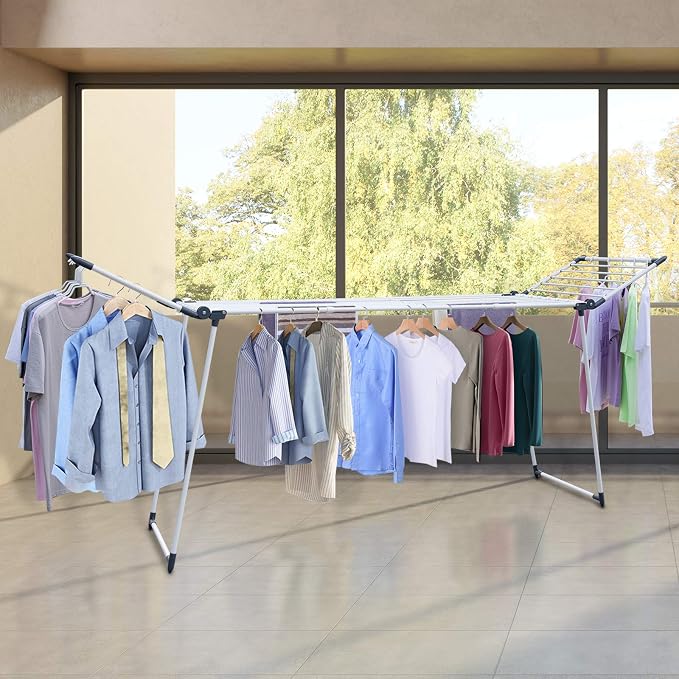 Clothes Drying Rack, Gullwing Laundry Rack Adjustable and Foldable - Image 7