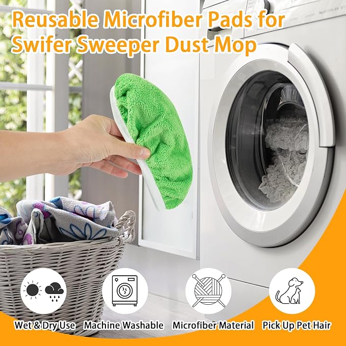 Reusable Dry Sweeping Cloths Microfiber Wet Mop Pads Compatible - Image 3