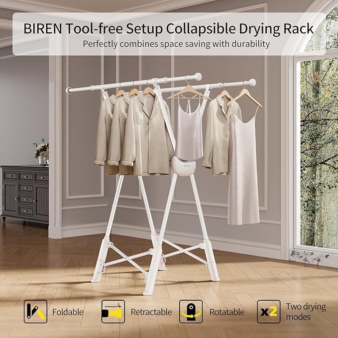 BIREN Clothes Drying Rack Heavy Duty Clothing Racks Extending Laundry Rack Two - Image 2