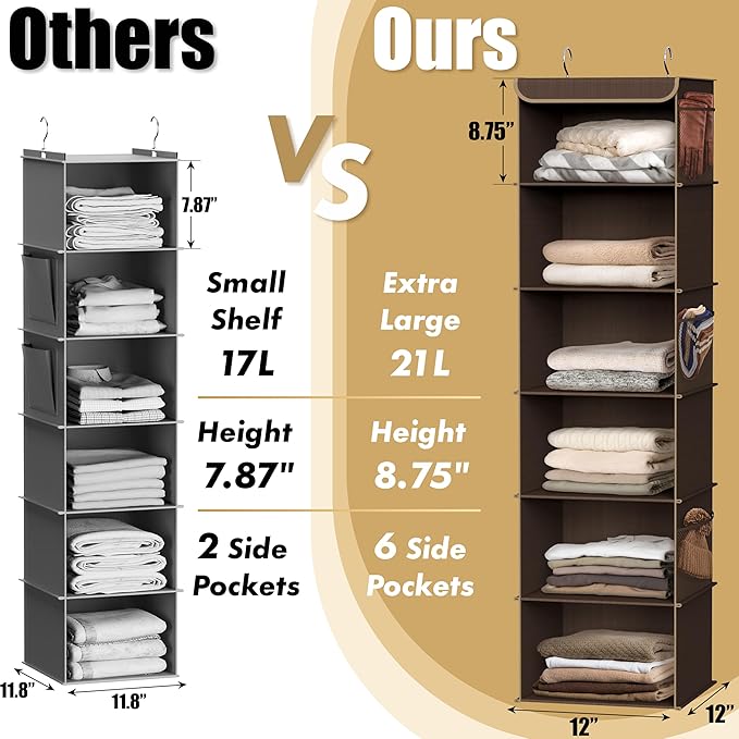 Simple Houseware 6 Shelf Hanging Closet Organizer - Image 4