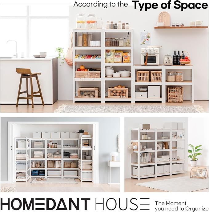 HOMEDANT House 5 Tier 24.1" W Laminated Metal Shelving Unit Adjustable Storage - Image 9