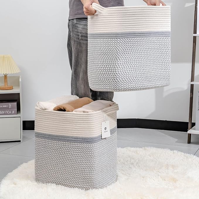 Storage Baskets for Clothes Fabric Cotton Rope Storage Basket - Image 2