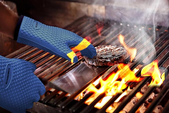 KITCHEN PERFECTION Silicone Smoker Oven Gloves -Extreme Heat Resistant BBQ - Image 8
