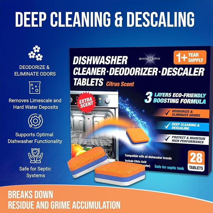 Washing Machine Cleaner Tablets Front Loader 28 Pack & Dishwasher Cleaner - Image 2