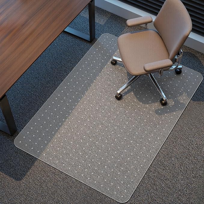Kuyal Office Chair Mat for Carpet, 46x60 Clear Heavy Duty Computer Chair Mat by Kuyal