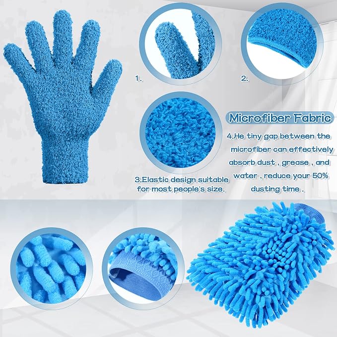 6 Pcs Microfiber Dusting Mitt Gloves Microfiber Washable Dusting Gloves Car - Image 3