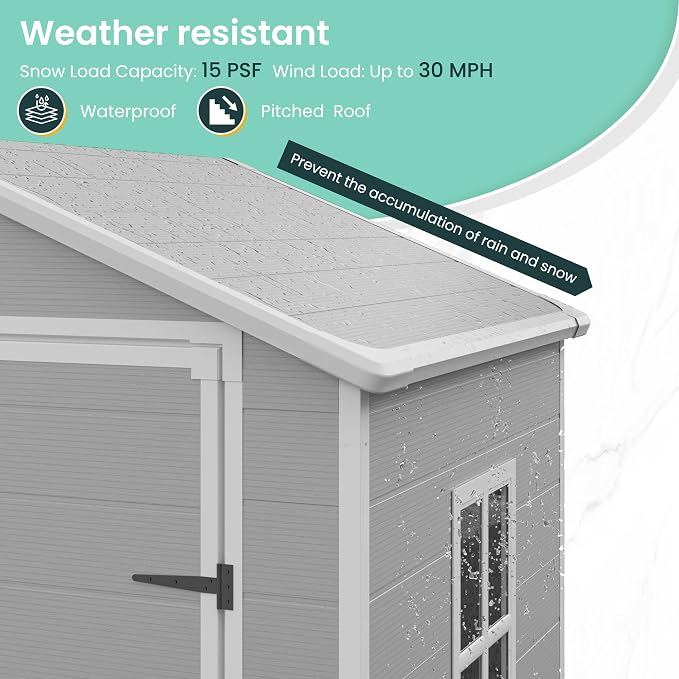 UDPATIO Outdoor Resin Storage Shed 6x4.5 FT, Plastic Garden Shed - Image 7