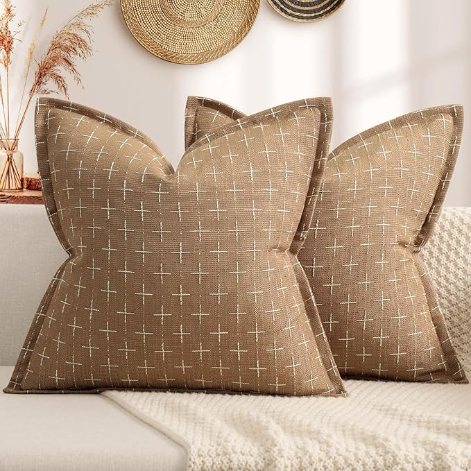 ZWJD Throw Pillow Covers 16x16 Set of 2 Soft Polyester Textured Pillow Covers by ZWJD