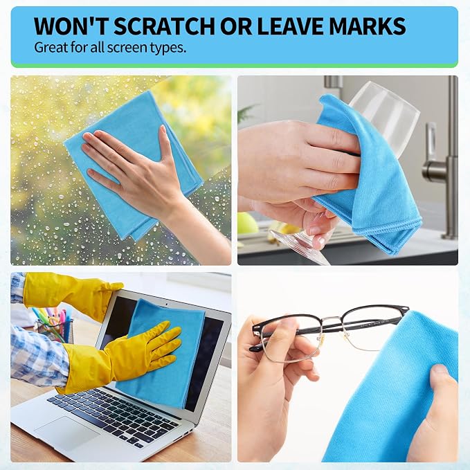 HOMERHYME Microfiber Glass Cleaning Cloth, 12 Pack Window Glass Cleaning Rags - Image 7