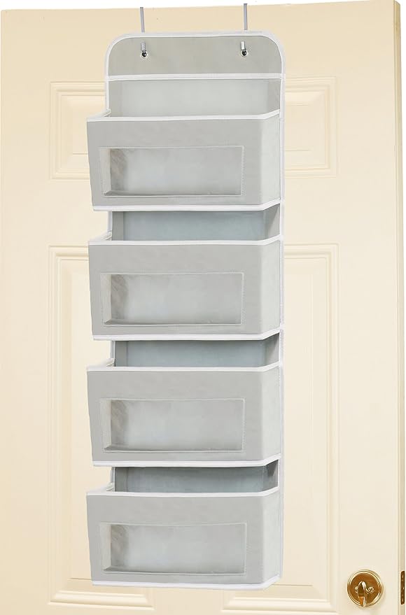 Simple Houseware 4 Clear Window Pocket Over Closet Door Storage Hanging - Image 7