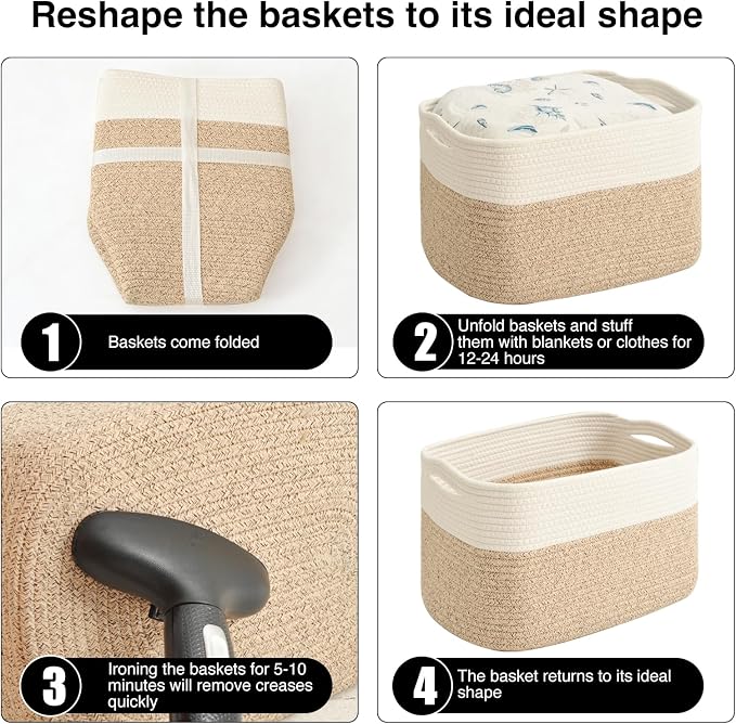 Storage Baskets for Organizing & Shelves, Woven Cotton Rope Organization Bins - Image 7
