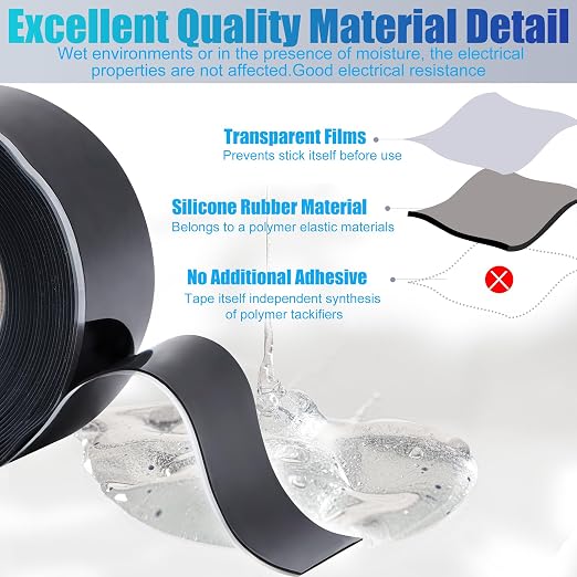 Lichamp Seal Self Fusing Silicone Tape, 1 Inch x 10 Feet x 10 Rolls, Total 100 - Image 3