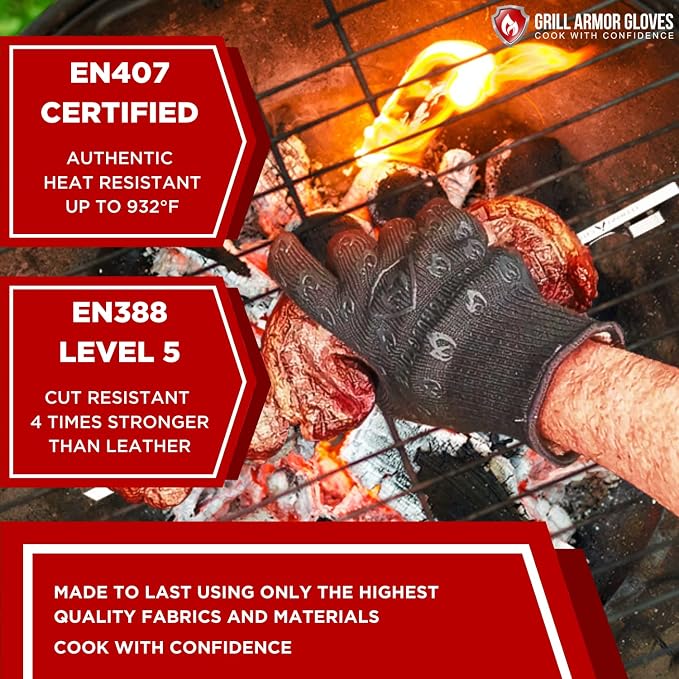 Grill Armor Oven Gloves 932°F Extreme Heat & Cut Resistant Oven Mitts - Image 7