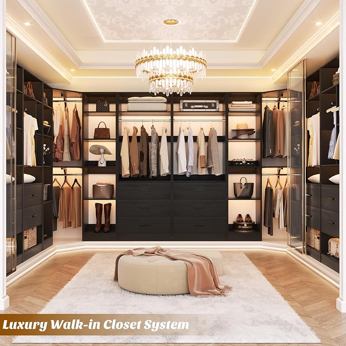 Corner Closet System with 3 Drawers, Corner Closet Organizer System with 13 - Image 2