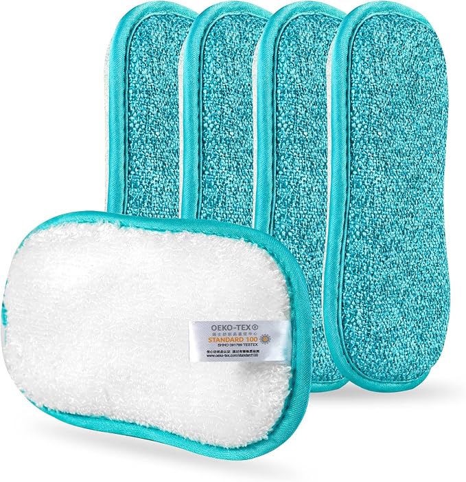 Kitchen Dish Sponge Scrubber Non Scratch, Dishcloth No Odor Reusable Washable by comfso