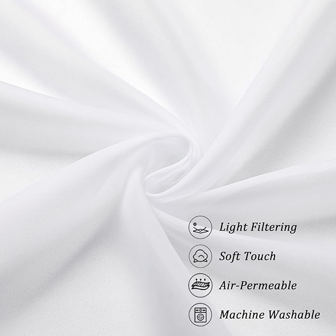Chyhomenyc Extra Long White Sheer Curtains 120 Inches Long 2 Panels Set - Image 9