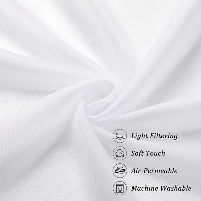 Chyhomenyc Sheer White Tier Curtains 24 Inch Length Set, Small Window Curtains - Image 6
